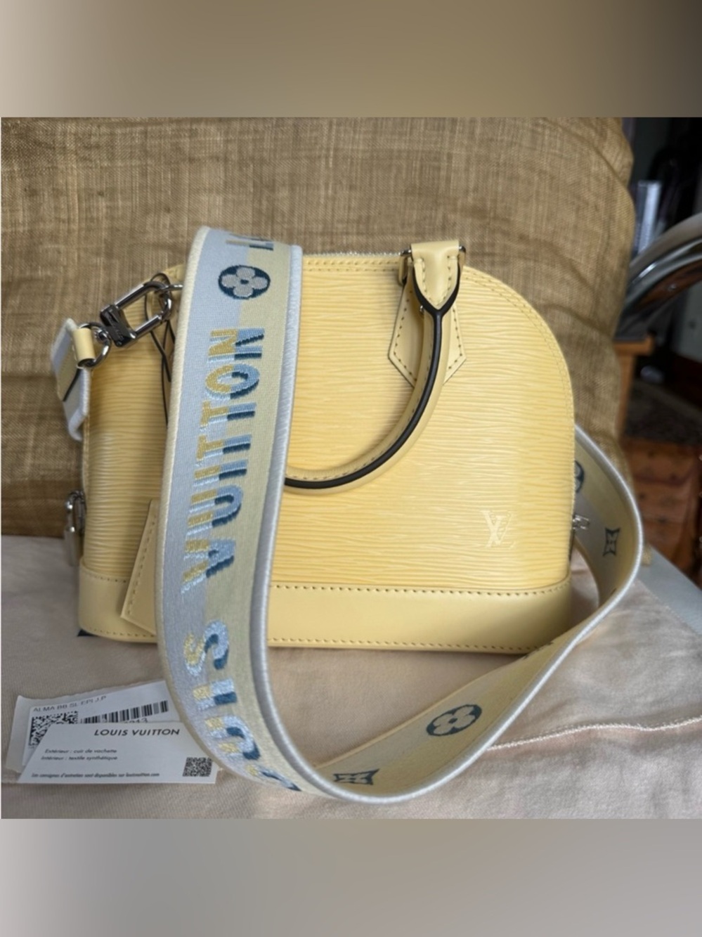 Louis Vuitton Alma BB in Jaune Plume Epi Leather
